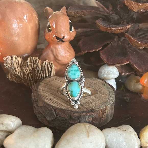 925 Sterling Lovely Lone mountain turquoise ring - Picture 4 of 4
